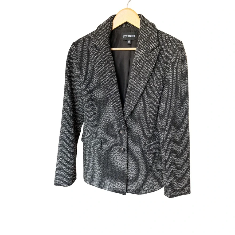 STEVE MADDEN Justine Women's Blazer Jacket Textured Lined‎ Black Size M